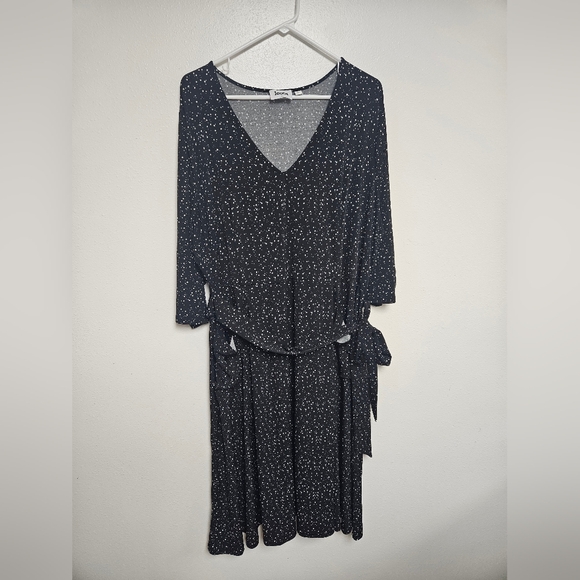 Polka Dot Women's Belted Dress Black Size 3X - Picture 1 of 4